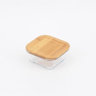 YU living方型玻璃竹蓋保鮮盒/ 0.3L