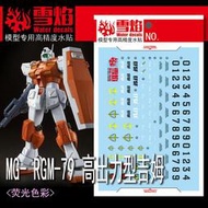 【Max模型小站】雪焰 MG-154 1/100 RGM-79 大功率强力高出力型吉姆.螢光水貼
