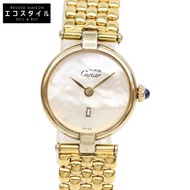 卡地亞 925/GP 珍珠母貝錶盤 Must Vendôme 石英錶 GP 錶帶腕錶 [二手]
