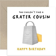 Old English Co. Funny Happy Birthday Card for Cousin - 'Grater Cousin' Cheese Pun - Cute Birthday Gr