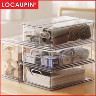 Locaupin Desk Organizer, Stackable Organizer Drawers, Clear Desk Storage Box, Stacking Desktop Organ