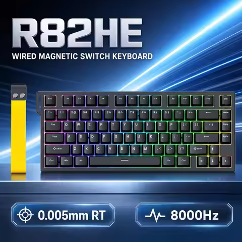 ATTACK SHARK R82HE Wired Magnetic Gaming Keyboard, Up to 8000 Hz, PBT Keycaps, RGB
