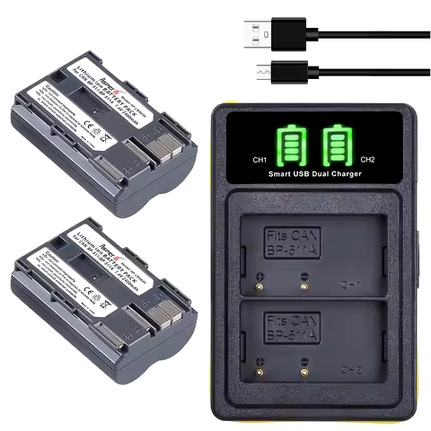 2400mAh BP-511A BP-511 BP511A BP511 Camera Battery Bateria/ USB Charger for Canon EOS 5D 50D 40D 20D