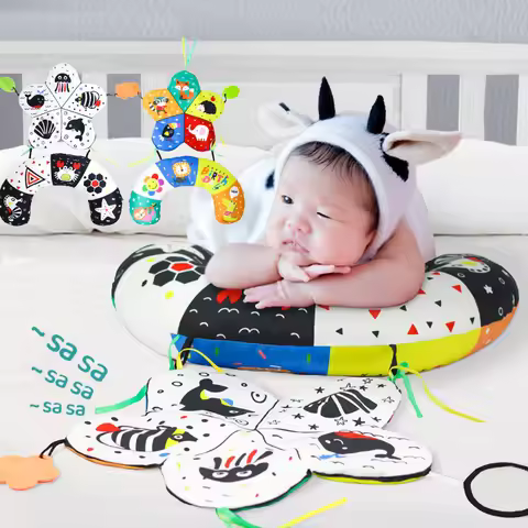 Baby Tummy Time Pillow Toys Black White High Contrast Baby Toys Montessori Toys for Babies Newborn I