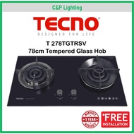 Tecno 78cm 2 Burner Tempered Glass Cooker Hob Gas Stove T 278TGTRSV