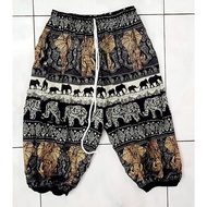 READY STOCK:Batik Plus Size Unisex Women Men elephant pattern Pant/Batik Seluar corak gajah Kain Sej