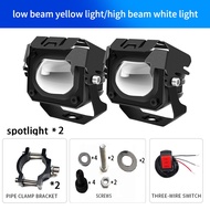 ไฟสปอร์ตไลท์ led Car Motorcycle Spotlight สปอร์ตไลท์ มอเตอร์ไซค์สปอร์ตไลท์ไฟledติดรถยนต์ ไฟสปอร์ตไลท์มอเตอร์ไซค์ ไฟหน้ารถยนต์ LED Light High &amp; Low White+Yellow Universal High quality