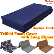 Sheleep Trifold Foam Cover with Zipper 2Inches Foam Cover 3 Fold Foam Bed Cover Mattress Protector C