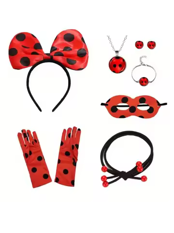 A ladybug head with ladybug wings and mask Ladybug costume for Halloween dress up party cosplay cost