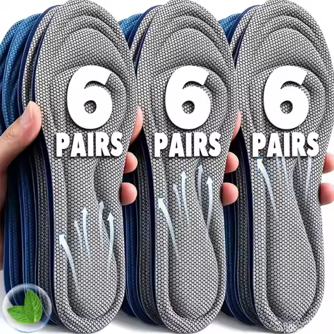 1-6pairs Nano Antibacterial Insoles 4D Trimmable Odor Blocking Moisture Absorbing Shock Absorption F
