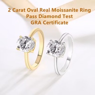 Real Moissanite ring Oval shape 2 carat 7*9mm with GRA certificate 18K gold plated S925 sterling sil
