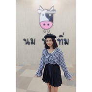 Blue Plaid Shirt Korean Label Work