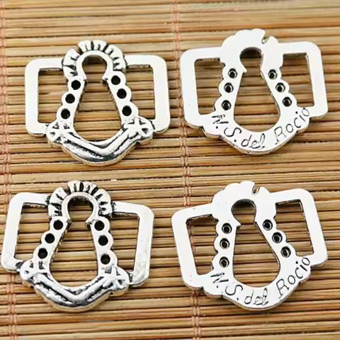 10pcs 24*22mm Tibetan Silver Tone N S DEL ROCIO Frame Connector Pendants EF1705