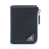 PRADA SAFFIANO TRIANG 卡包零錢包 2MC129QHHF0002 Saffiano 皮革 黑色 全新 女士