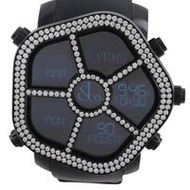 二手 Jacob & Co. 5時區 Ghost GMT 手錶 JC-GST-WHD，不鏽鋼和橡膠，黑色石英機芯，數字顯示，5錶盤，男士。