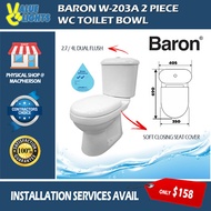 Baron W-203A Two Piece WC Toilet Bowl Soft Closing