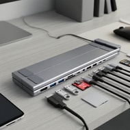 Laptop & Tablet Dock Stand, 11-in-1 USB-C Hub, 4K@60Hz HDMI, Multi-Port Pendirian Dok Laptop & Table