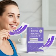 Purple Whitening Strips 14ct - Hydroxyapatite & Hydrogen Peroxide - Mint Extract for Clean Breath & 