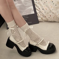 Thick-Soled Heightening Mary Jane Shoes Women's Shoes French Thick-Heeled JK Small Leather Shoes