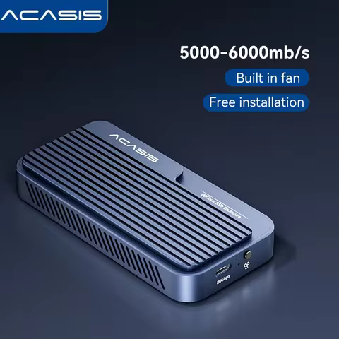Acasis USB4 V2 80Gbps M.2 NVMe SSD Enclosure with Fan, Aluminum External Case 8TB for Thunderbolt 5/