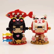 Mocozone MOC Brickheaz Block Lego Fortune Cat Fish Cat 招财猫 锦瑞猫 迷你颗粒 积木