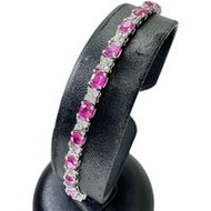 Pre-owned women's bracelet featuring 6.00ct ruby and 1.00ct diamonds in 18K white gold, 9.1g, and 17
