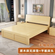 Nordic Solid Wood Bed Double Bed Bedframe Wooden Bed Queen King Bed Bed Frame with Drawer Double Bed Frame Single Bed with Mattress