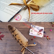 Calligraphy brush pen - Nature Feather striped goose Feather pen