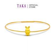 TAKA Jewellery 999 Pure Gold Rabbit Pendant with Cord Bracelet YuanBao