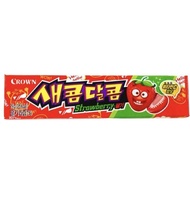 Noona Mart - ขนมเกาหลี ซูกัสเกาหลี ลูกอมเคี้ยวหนึบ รสพีช รสองุ่น รสสตรอเบอร์รี่ -Crown Saekom Dalkom Soft Chewy Candy Peach Grape Strawberry Flavor 29g