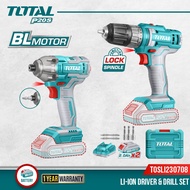 Total Lithium-Ion cordless 2 pcs combo kit ( Impact Driver & Cordless Drill ) - TOSLI230708