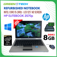 (Refurbished) i7 or i5 or i3 3th Generation Hp EliteBook 2570P Core i5 3GEN / 8GB RAM / 256GB SSD / Windows 10 / WEBCAM / WIFI / Display 12.5 / USED 2nd hand RECON Notebook laptop MURAH for Office / Student use
