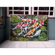 Fengshui koi fish painting 9 tails one way