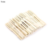 Tirde 80pcs disposable bamboo wooden fruit fork Piece dessert plate Tableware side home decoration C