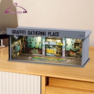 [deevoka] 1/64 Diorama Car Display Case Show Case with Light Miniature Graffiti Scenery
