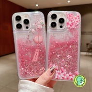 Spring Quicksand For OPPO A58 A78 A59 F1s A71 A74 A54 A79 A83 A91 A92 A72 A52 A93 A94 A96 A97 R17 R15 Pro 5G 4G Cover Cute Pink Shiny Glitter Peach Blossom Soft TPU Phone Case