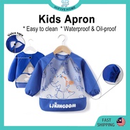 Kids Apron Waterproof Washable For Painting Bib Feeding Cute Apron Budak Tadika Sekolah Lukis