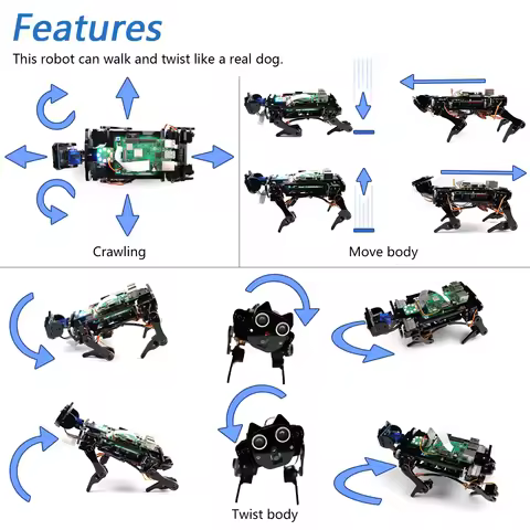 Freenove Robot Dog Kit for Raspberry Pi 5 4 B 3 B+ Zero 2 W, Walking, Self Balancing, Face Recogniti