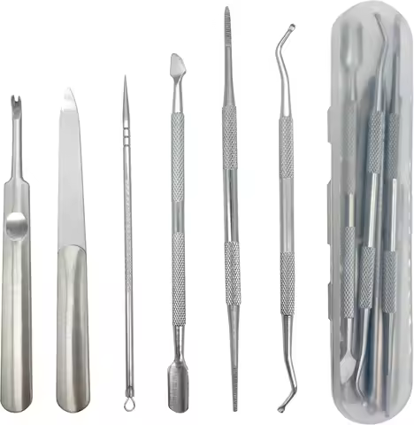 Set of 6 Stainless Steel Ingrown Pedicure Toenail Tool Kit with File and Lifters for Ingrown and Thi