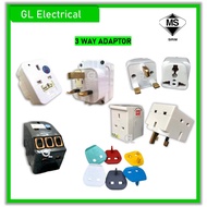 SIRIM 3 WAY ADAPTOR (MK/SCREWMAN/SBE) MULTI PLUG WITH NEON ADAPTER 3PIN 2PIN ADAPTOR 2 PIN PLUG KEY