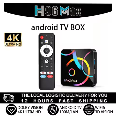 H96MAX RK3518 Smart TV Box Android System 4K UHD HDR Media Player Dual Band WiFi Bluetooth Plug and 