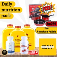 Forever Living Daily nutrition pack (Free Frying Pan &amp; Pot Sets) 3x Aloe Vera Gel 1x Omega 3 1xVitamin C