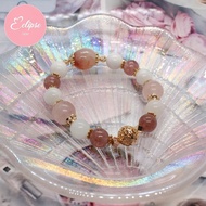 [Eclipse.gem] Sakura Agate, White Jade, Strawberry Quartz, Rose Quartz, Moonstone Bracelet