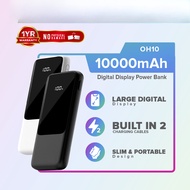 Orashare OH10 10000mAh Powerbank with Built-in 2 Cables Digital Display Slim and Portable Power Bank