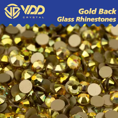 VDD 125 Sun Shine High Quality SS4-SS20 Glass Rhinestones Crystal Gold Flatback Strass Stones For DI