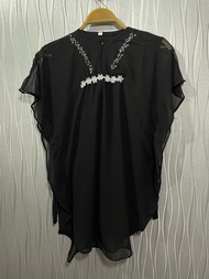 Gaun Kaftan Anak Payet Mutiara Swaroski Mewah Umur 3 - 10 Tahun Bahan Ceruty Babydoll Full Furing Mo