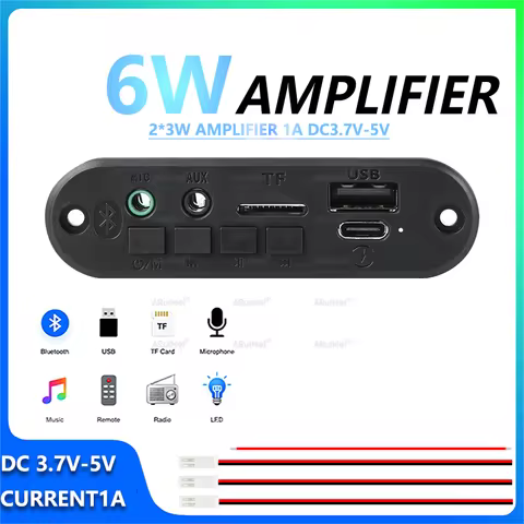 6W Bluetooth 5.0 Mini Amplifier Board with Case DC 3.7-5V USB Power for DIY Portable Speaker Project