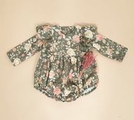 女嬰荷葉邊緊身衣褲，波西米亞風女嬰緊身衣褲，女嬰連身衣