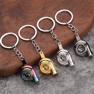 Mini Car Turbocharger Keychain Real Whistle Sound Turbo Keyring Metal Spinning Auto Part Model Turbine Key Holder Creative Gifts