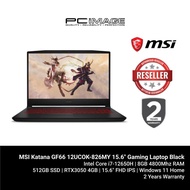 MSI Katana GF66 12UCOK-826MY 15.6" Gaming Laptop Black (i7-12650H, 8GB 4800Mhz, 512GB, RTX3050 4GB, 